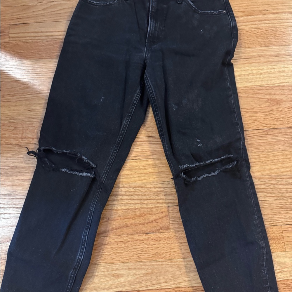 Abercrombie & Fitch High Rise Black Distressed Jeans